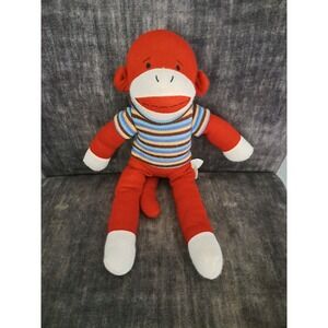 Dan Dee Sock Monkey Plush Red Striped Shirt Collectors Choice 18" Stuffed Animal